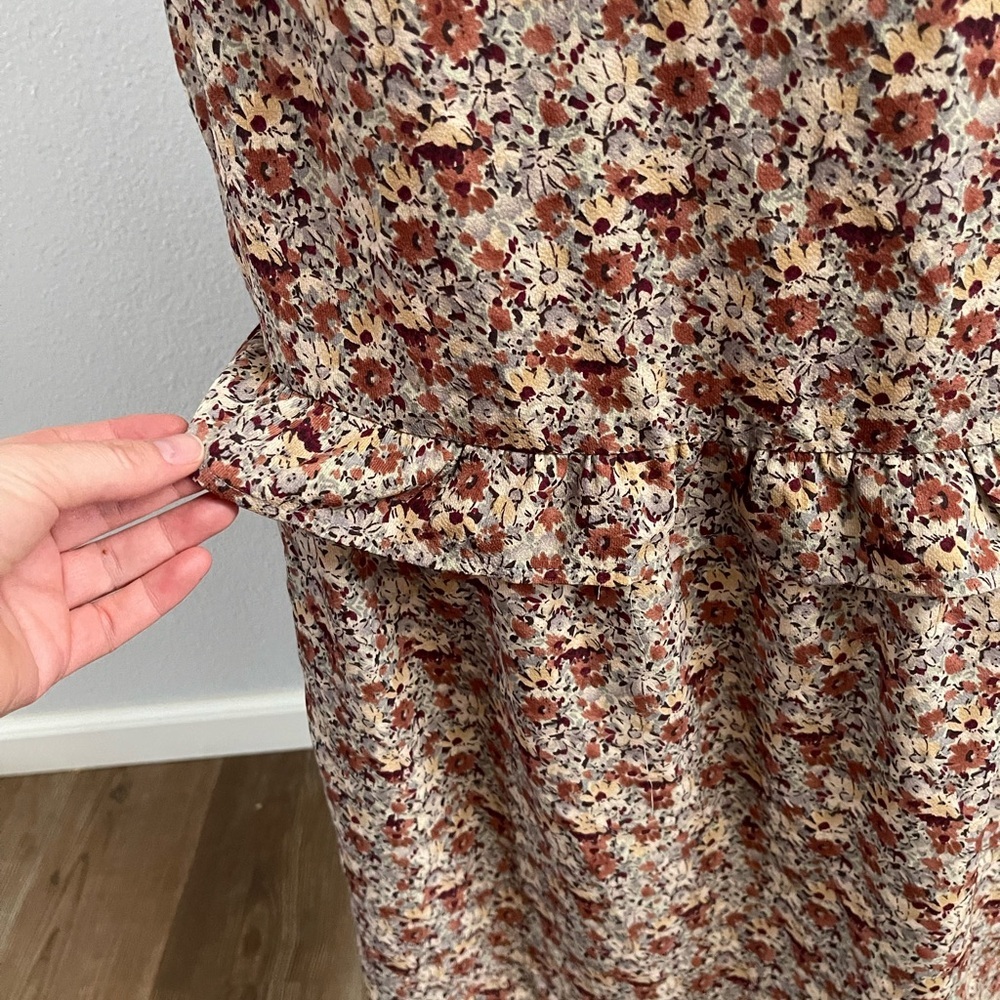 GiGio Maxi Ruffle Floral Skirt with Pockets Elastic Waist Size Medium - Picture 3 of 9